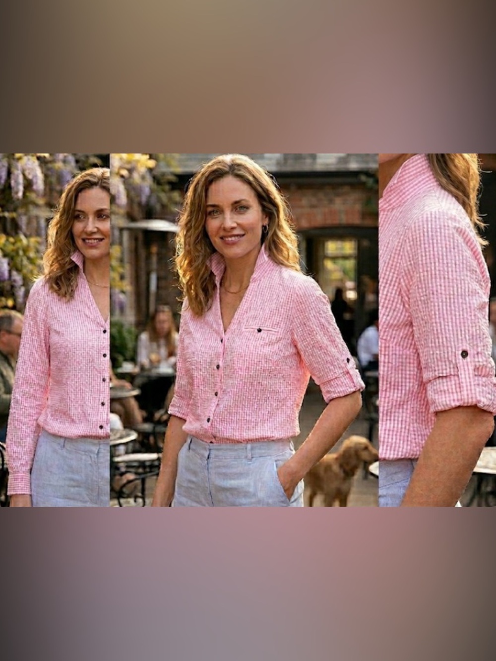 Kut from the Kloth pink gingham button down blouse, Small
